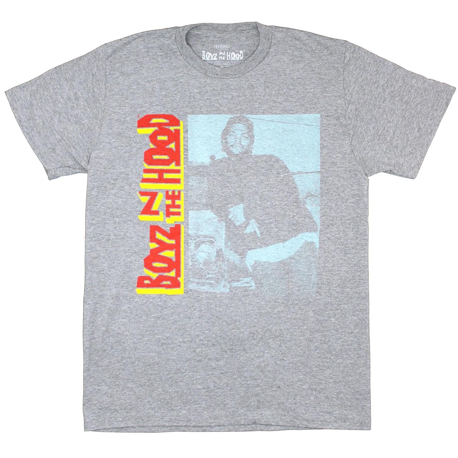 Men s Boyz N The Hood Side Logo Car on Heather Gray Tee T-shirt Small Heather XS