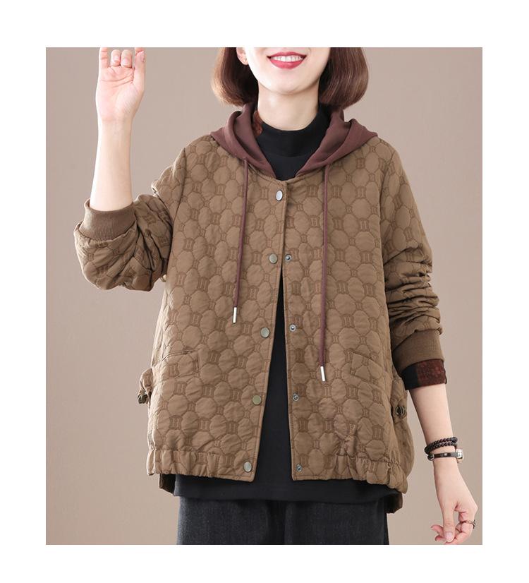 Mamas Jacke: Damen 2025 Übergröße Gesteppt Baumwollgepolstert Leicht Lässig Herbst Winter Mode