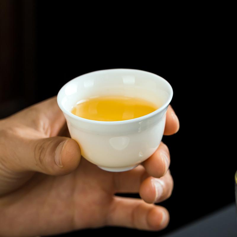 Dehua white porcelain travel kung fu tea set portable bag one bowl three cups glass express cup gifts can be done