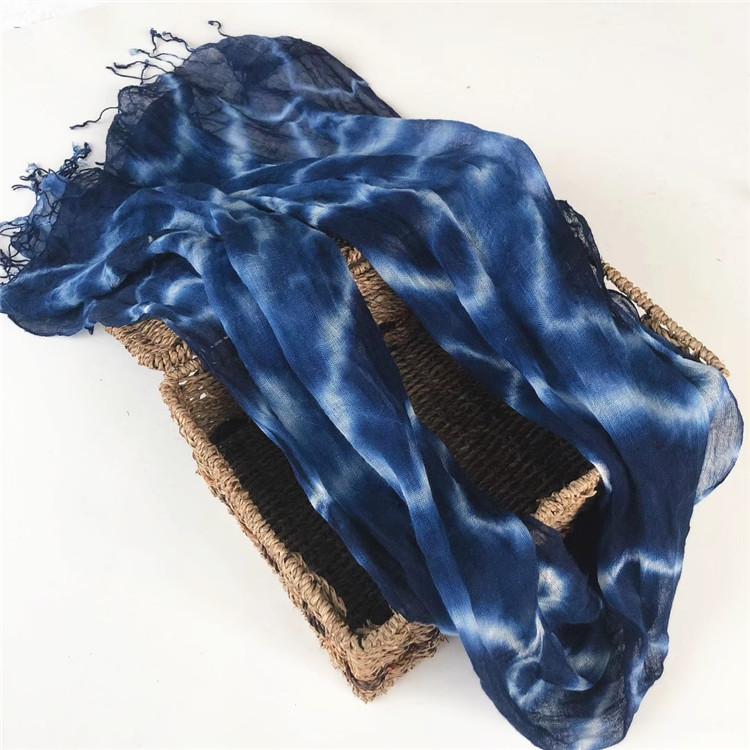 Retro Tie-Dye, Personalized Versatile Literary Shawl, Long Sun-Resistant Silk Scarf Women'S Summer Linen Scarf