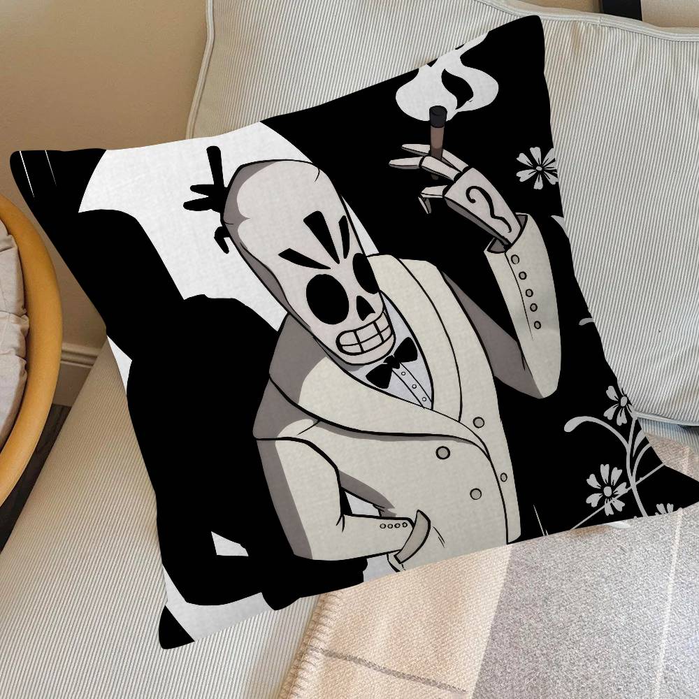 Pillow Covers Cartoon Sofa Decorative Home Double-Sided Printing Short Plush Cute Cushion Cover Classic G-G-Grim Fandango Game