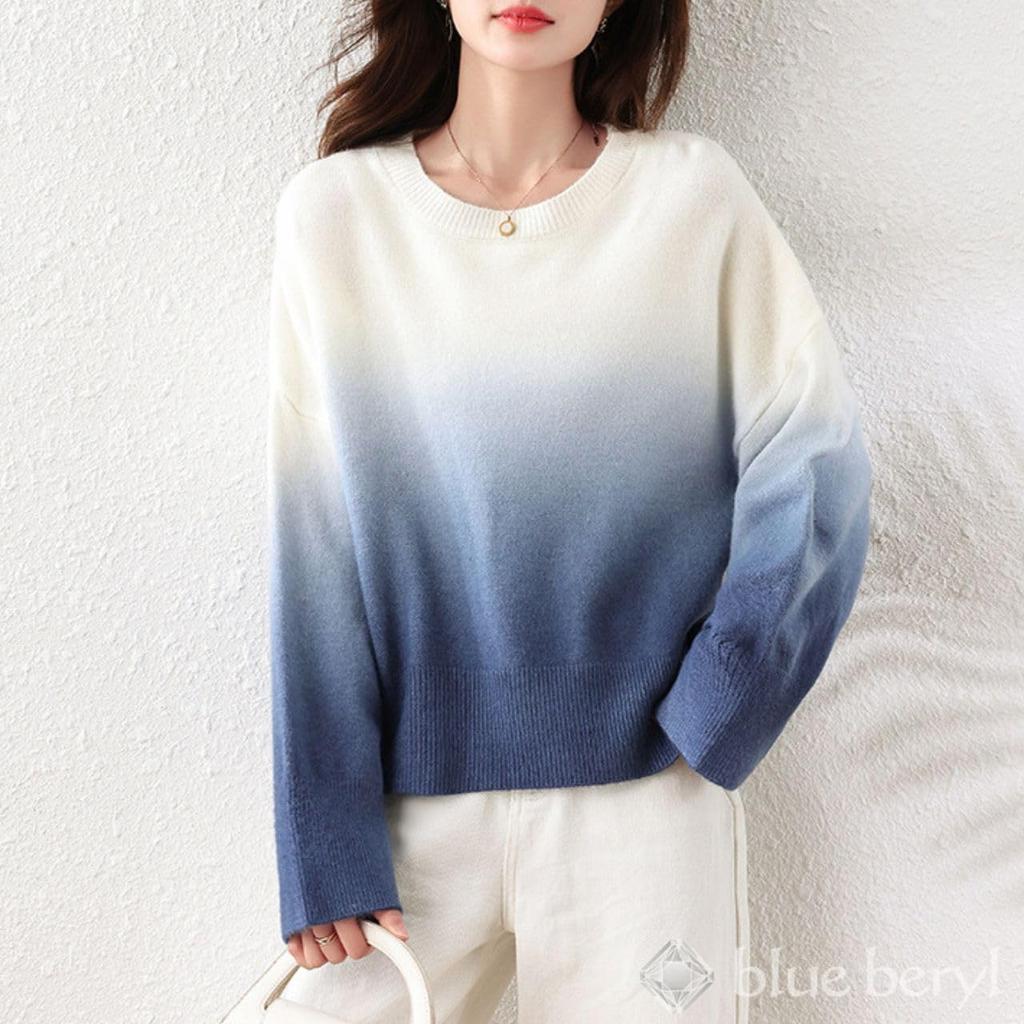 Blue Beryl Knit Top Gradient Sweater BB065-BL-L