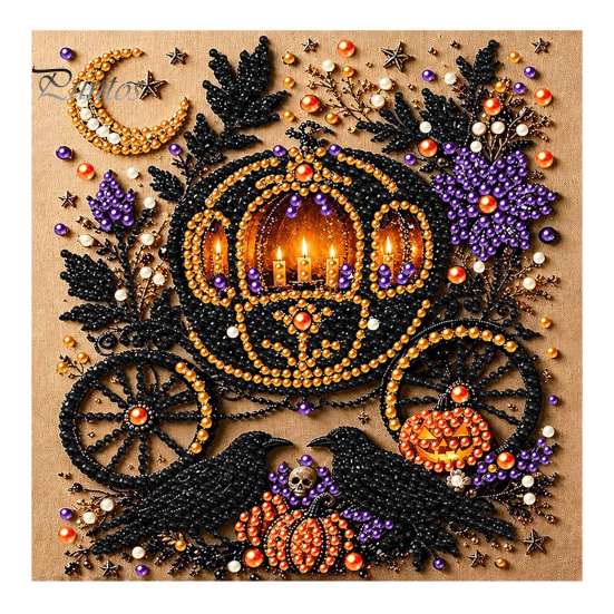 DIY Handmade Wall Hanging Decorations Halloween Christmas Faux Pearl Diamond Painting Kit, Rhinestone Art Craft Decor Set for Adults, Holiday