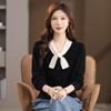 Caiyang Women's 100% Wool Bow Collar Knit Cardigan