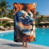 Colorful style lion head statue polyester microfiber beach towel is highly absorbent, suitable for swimming and beach outings