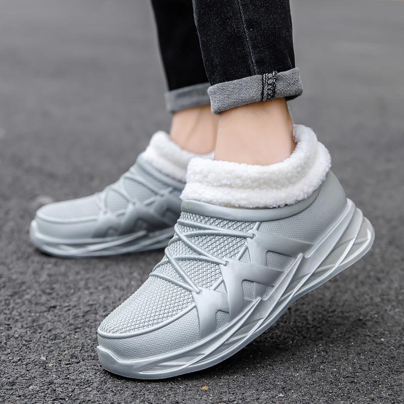 Short tube foam rain shoes men's new non-slip rubber shoes adult low-top waterproof shoes warm and velvet work rubber shoes men