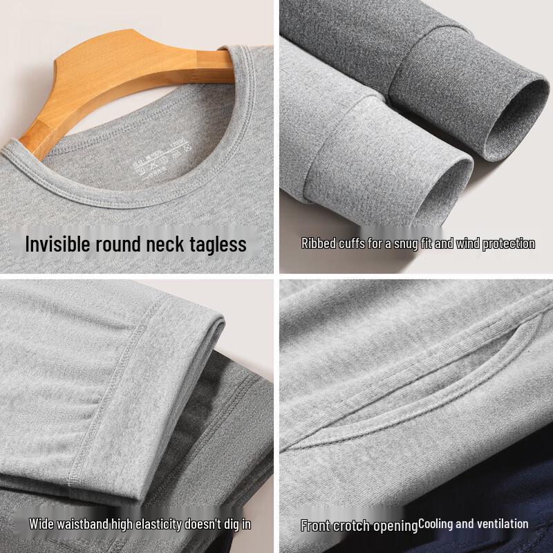 Jingcheng Men's Pure Cotton Thin Thermal Underwear Set