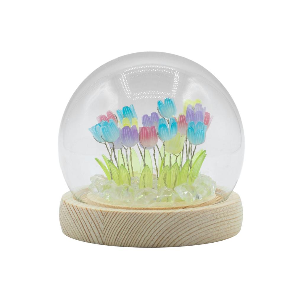 Floral Glow Gartendom – 20 mehrfarbige Tulpen – LED USB