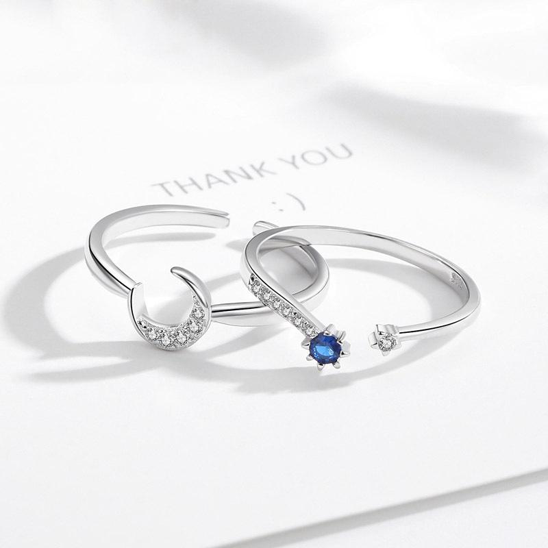 Star Moon Ring Opening Adjustable Simple Girlfriend Combination Ring Female Literary Star Moon Index Finger Ring
