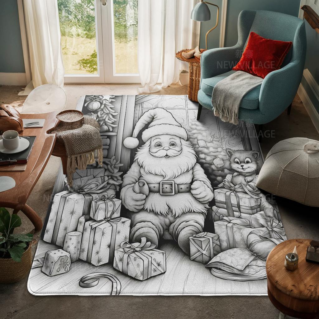 House Entrance Carpet Home Door Mat Living Room Bath Foot Bathroom Non-slip Water Absorption Rugs Bath Merry Christmas Winter