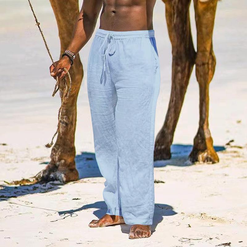 Men Loose Wide Leg Thin Breathable Casual Sports Solid Long Pants