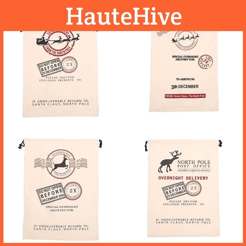 Large Merry Canvas Christmas Santa Sack Xmas Stocking Reindeer Gift Storage Bag