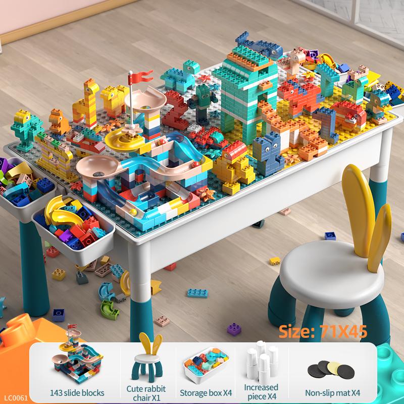 ToylinX Dětský Stavebnicový Stůl, Stůl a Židle, Sada Dětský Aktivitní Stůl, Stavebnicový Stůl, Hračka Dárek pro Batolata