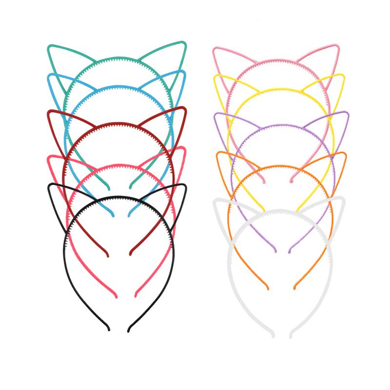 5pcs 10pcs Best selling cat ears headband bezel girl hair accessories hairbands plastic party props headwear children's jewelry