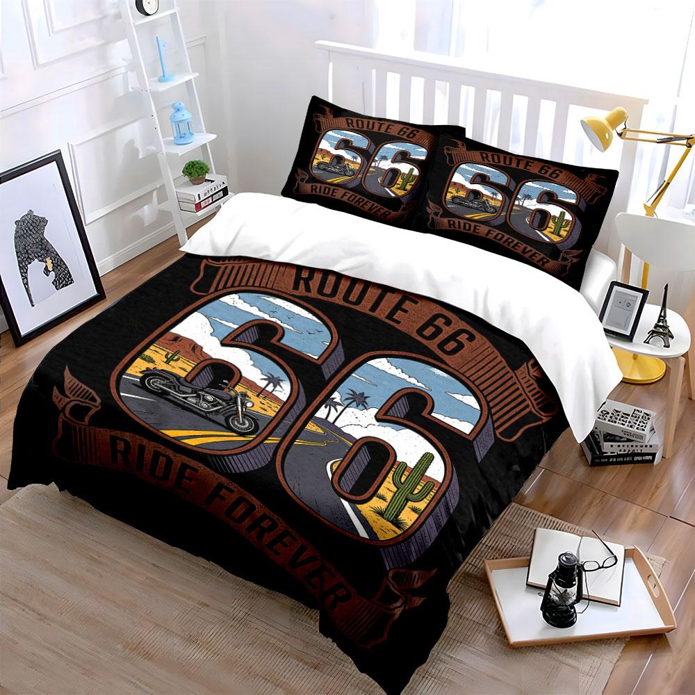 Motorcycle, Route 66, cactus. Bedding sets Duvet cover sets Duvet covers Pillowcases(1* Duvet Cover 2* Pillowcases without duvet insert)