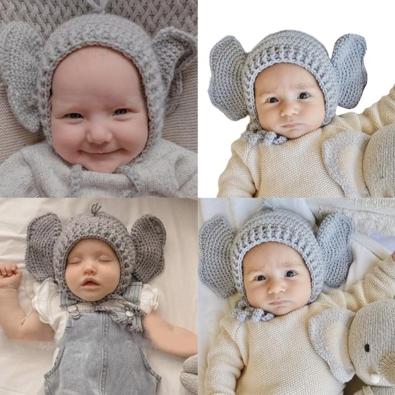 Kleinkind Baby Strickmütze Handgemacht Gehäkelt Cartoon Tier Thema Mützen Mütze Niedliche Ohren Babymütze Neugeborenen Fotografie Requisiten