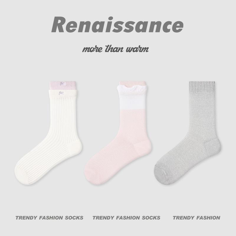 3 Pairs of Women's Spring and Summer Candy Color Splicing Mesh Breathable Hollow Tube Socks