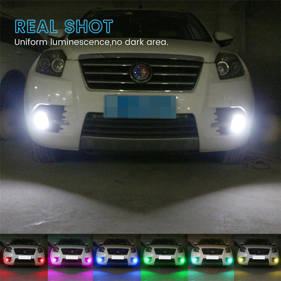 2PCS LED Angel Eyes Lights RGB APP Bluetooth Halo Rings For Car Motorcycle Truck