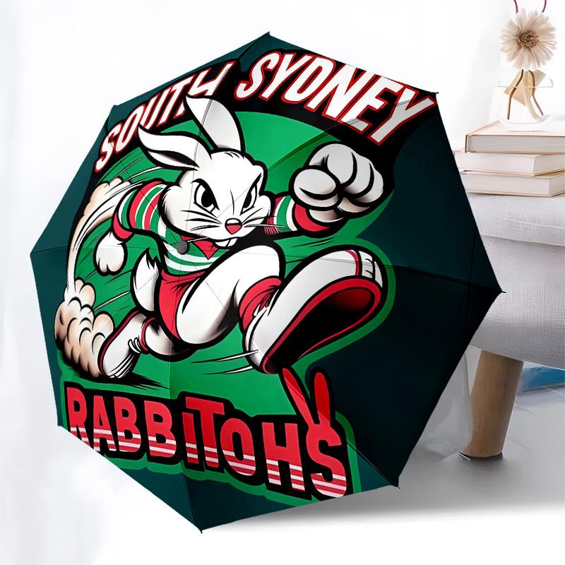 Rabbitohs, South Sydney Automatisches Öffnen und Schließen, 8 Rippen Struktur Tragbarer Regenschirm, Geeignet für Männer und Frauen in allen Jahreszeiten Perfekt
