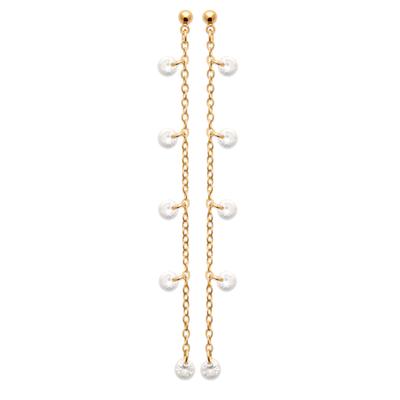 [R5754] - Gold Plated Earrings 'Sissi' White Gold - 70x4 Mm
