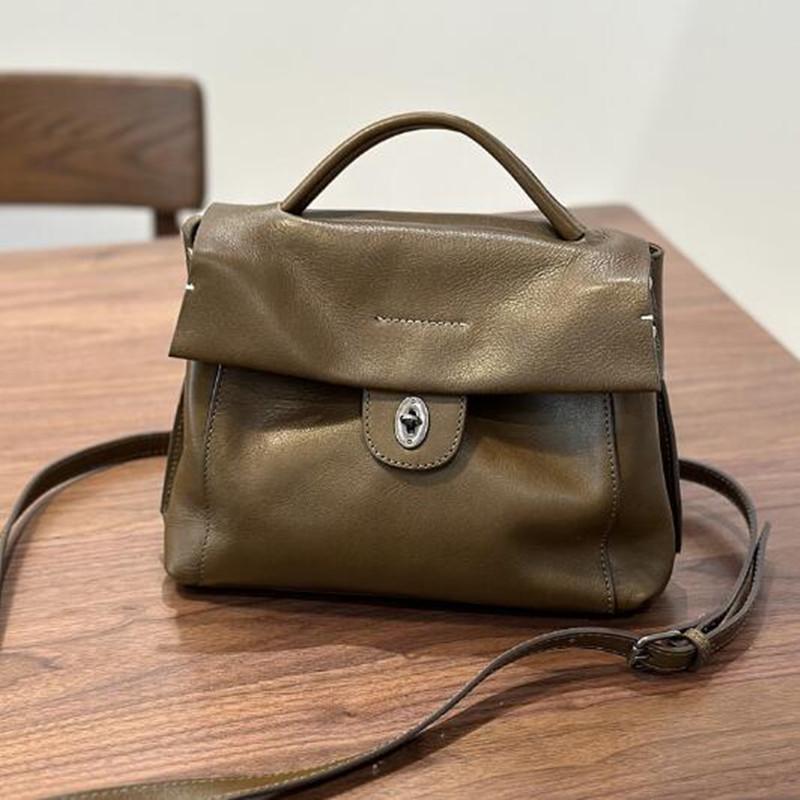 Designer Brand 2026 Autumn/Winter Handmade Original First Layer Cowhide Women's Single Shoulder Crossbody Bag Leather Messenger Bag