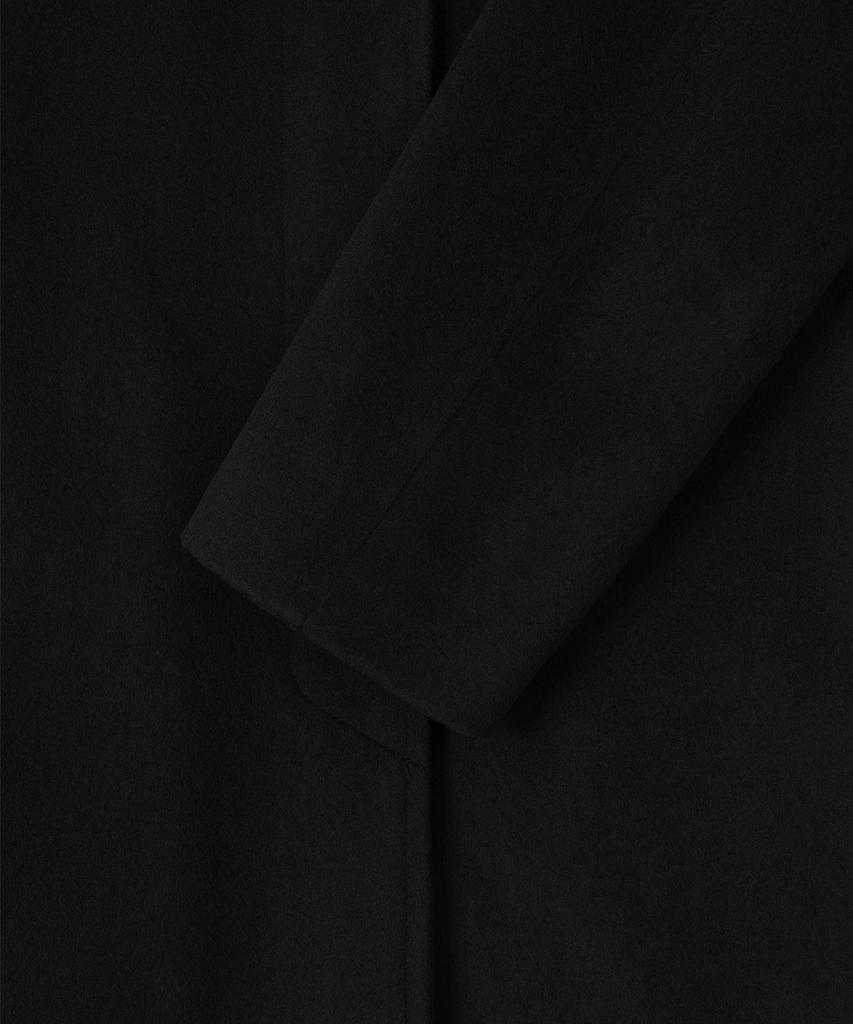 Basika Wooden Cashmere Balmacaan Long Coat (Black)