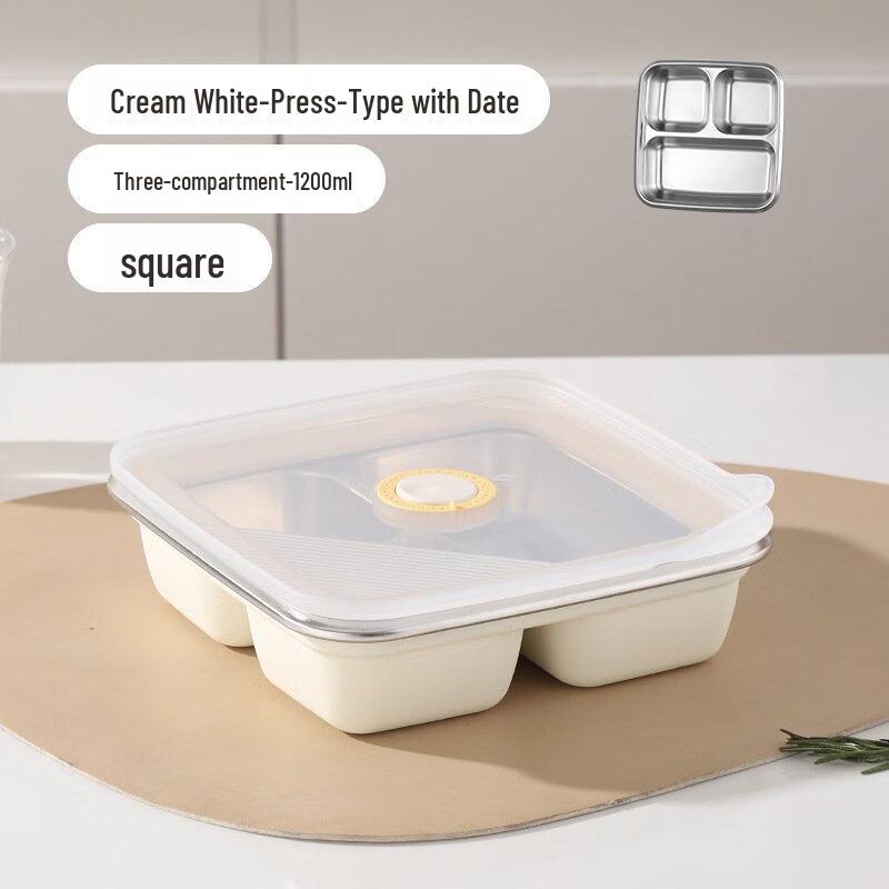 RuHan Date Lid 3-Compartment Lunch Box