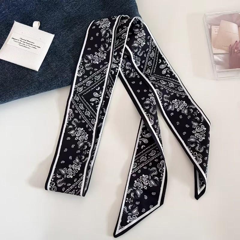 140*6cm Long Narrow Thin Scarf for Women Ins Trendy Tie Neckerchief Vintage Long Headband Bag Tie Decoration Fashion Accessories