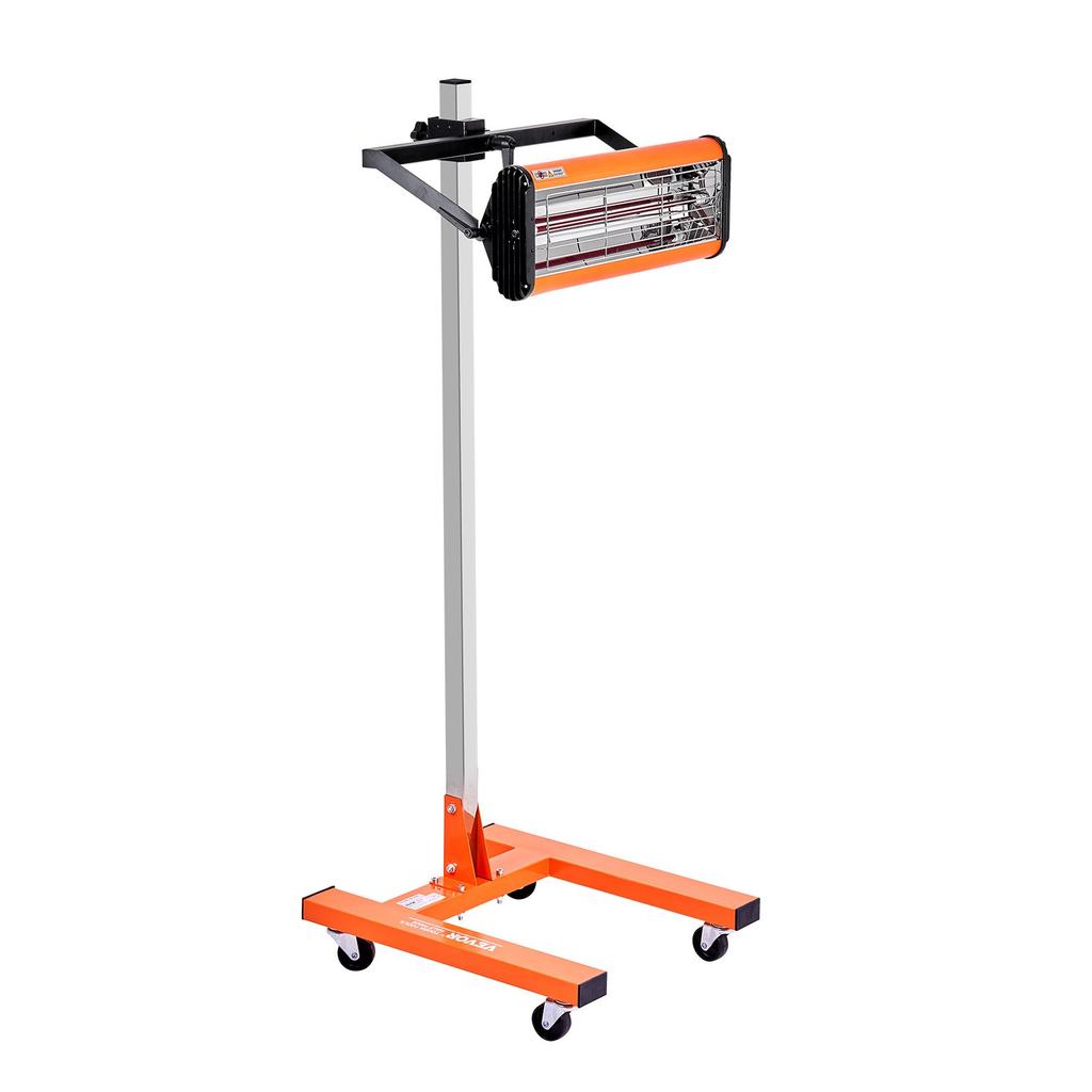 VEVOR Infrared Curing Lamp, 1500W 1-60 Min Timing, Auto Heating Car Curing Light with Bracket, 3.44 Sq.ft Baking Area Spray Baking Booth Heaters