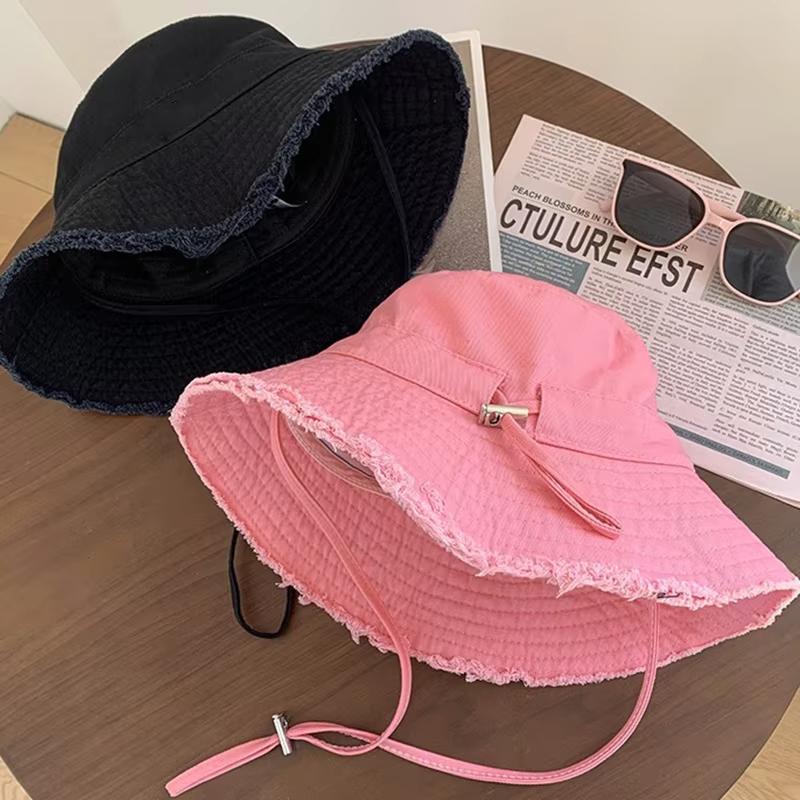 Women Summer Wide Brim Sunshade Bucket Hat Soft Tassel Brimmed Foldable Fisherman Caps Lady Girl Outdoor Beach Travel Sun Protection Hats