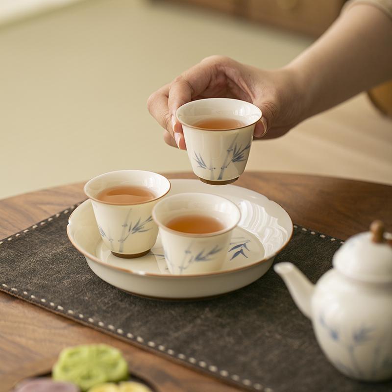 2pc/set Pure Hand-painted Bamboo Persimmon Master Cup Household Cup Single Cups Mugs Smelling Tea Bowl Tea Items Ornament 45ml