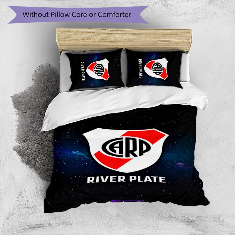3pcs Club Atlético River Plate Pattern Bedding Set Duvet Cover Set Includes Duvet Cover &pillowcases,perfect All Season Bedroom Decoration&gift