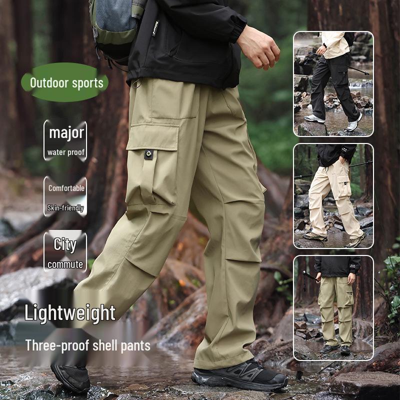 

Мужские водонепроницаемые ветрозащитные брюки серии Mountain - Свободные, прямого кроя для весны и осени 4XL армия зеленый