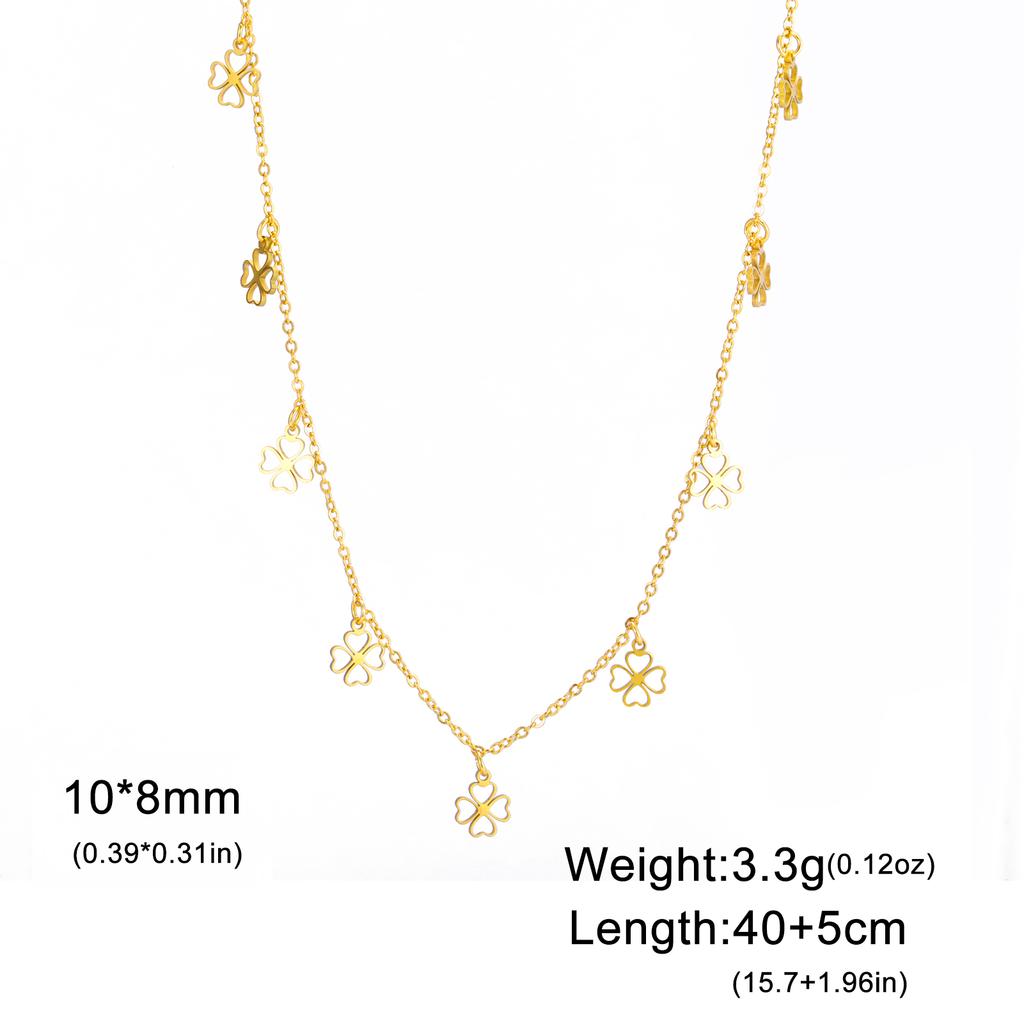 Teamer Four-Leaf Clover Clear Zircon Necklace Stainless Steel Little Charms Choker Lucky Jewelry Birthday Gift 2026 Spring New