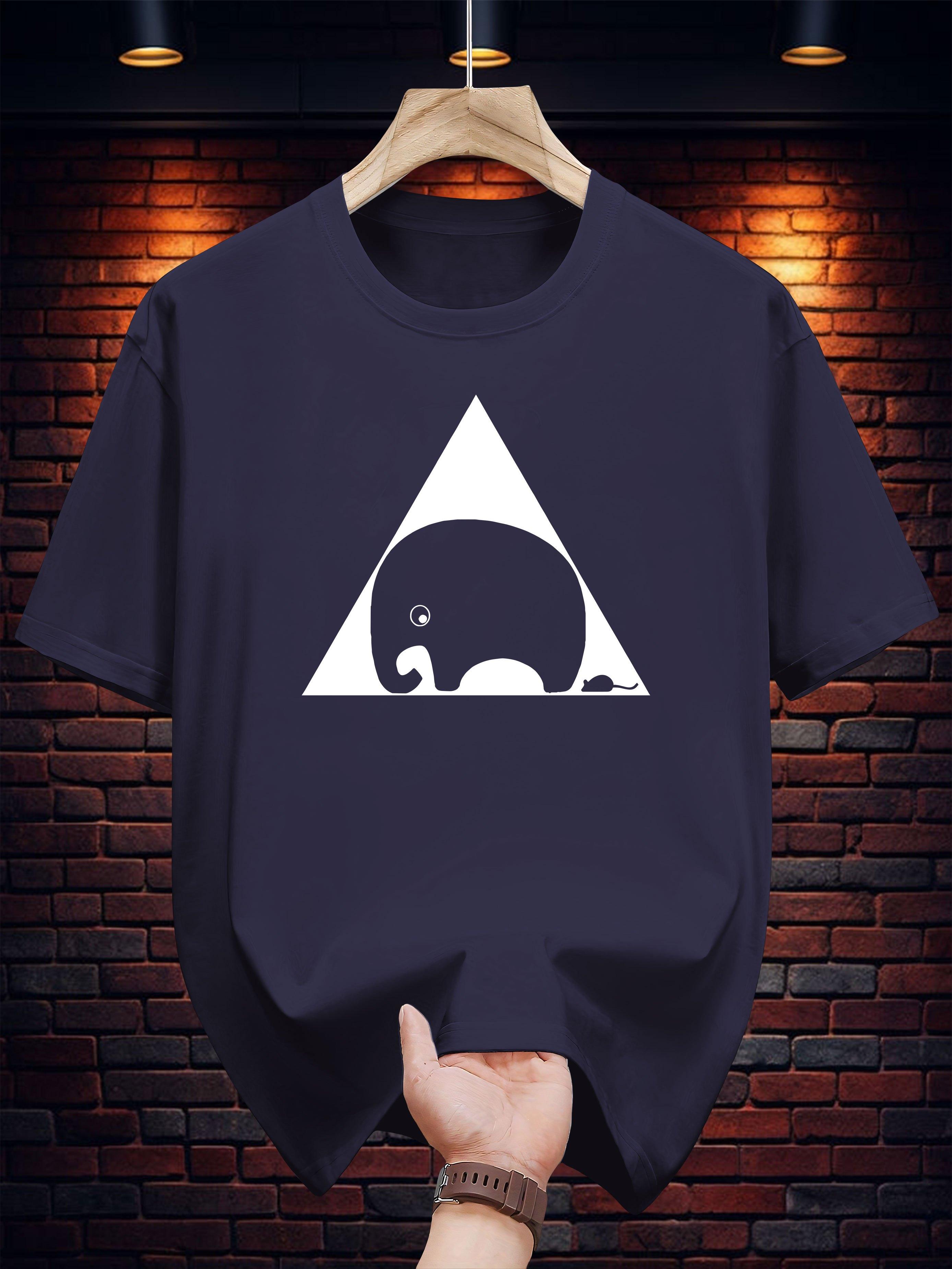 T-shirt with Random Abstract Elephant Graphic Print - Black Casual Summer Tee XXXL