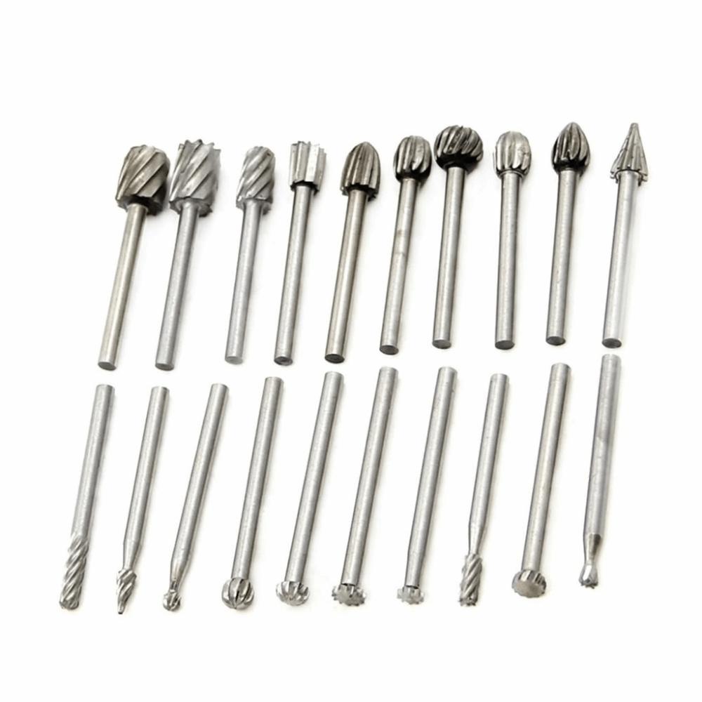 20Pcs High-Speed Steel Rotary Burrs Set 3mm Shank Grinding Tool Set Milling Cutter Set DIY Projects
