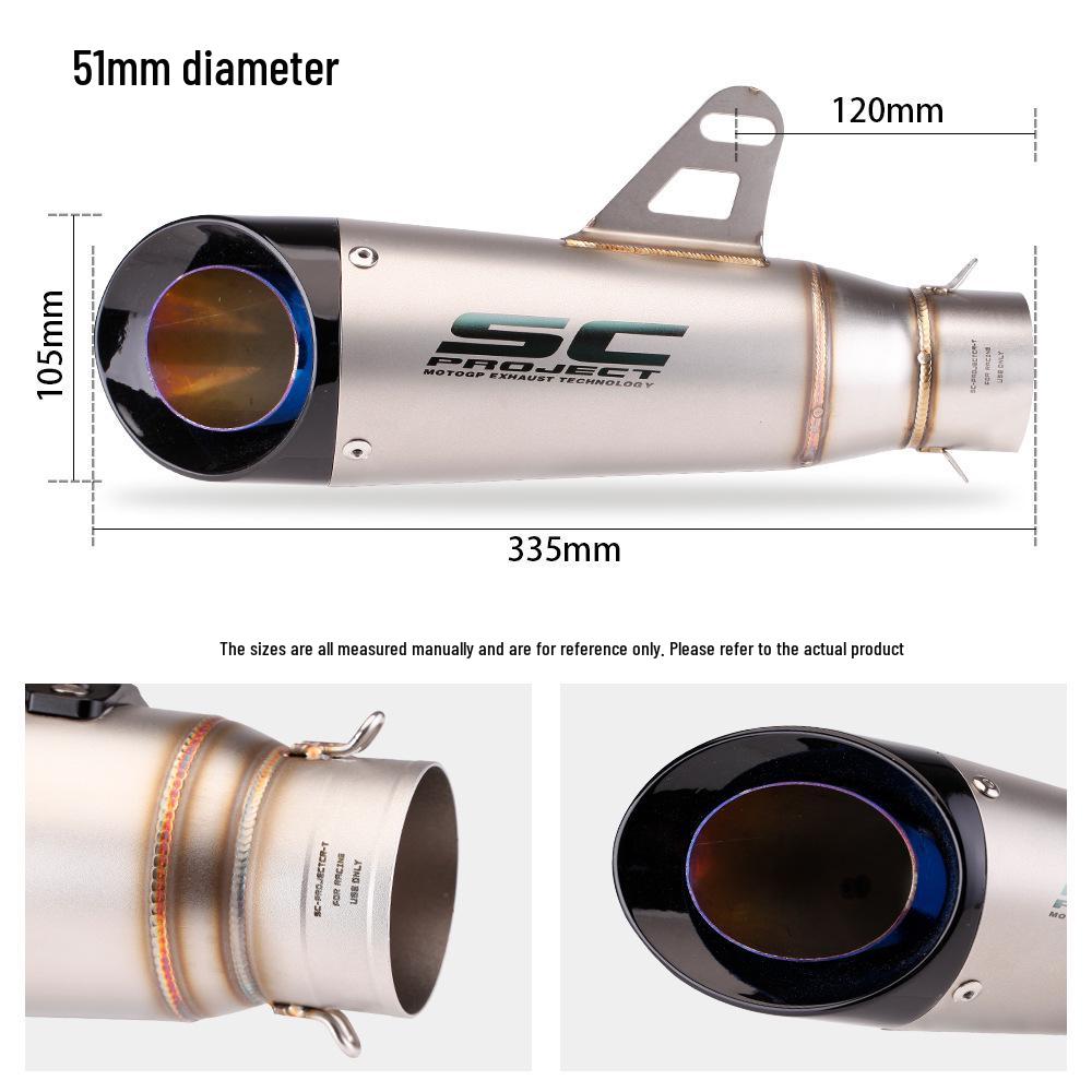 51mm Dvouvrstvý motocyklový výfuk pro Z900, Ninja 400, CB650R, R3