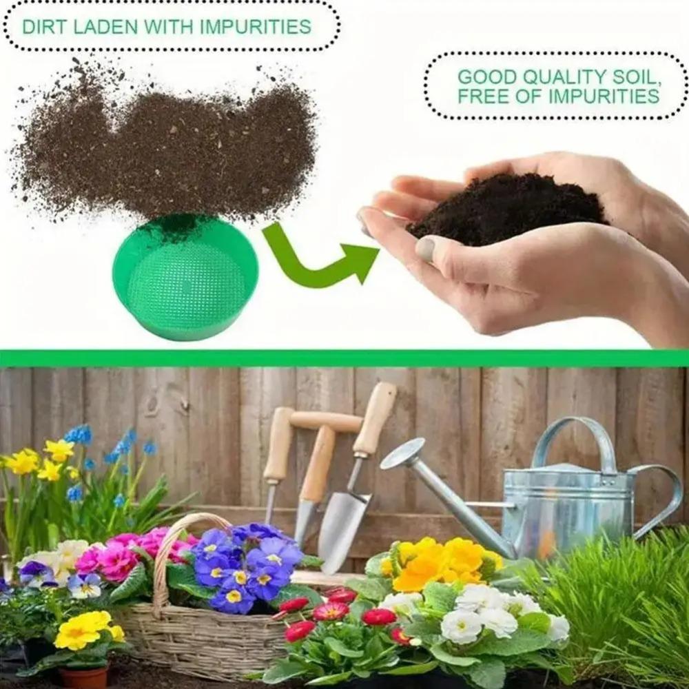 Garden Sieve Soil Sifter, Round Sieve Earth Stone Fine Gardening Tool Home Planting Sieve Screen Garden Soil Filter Net Sifter