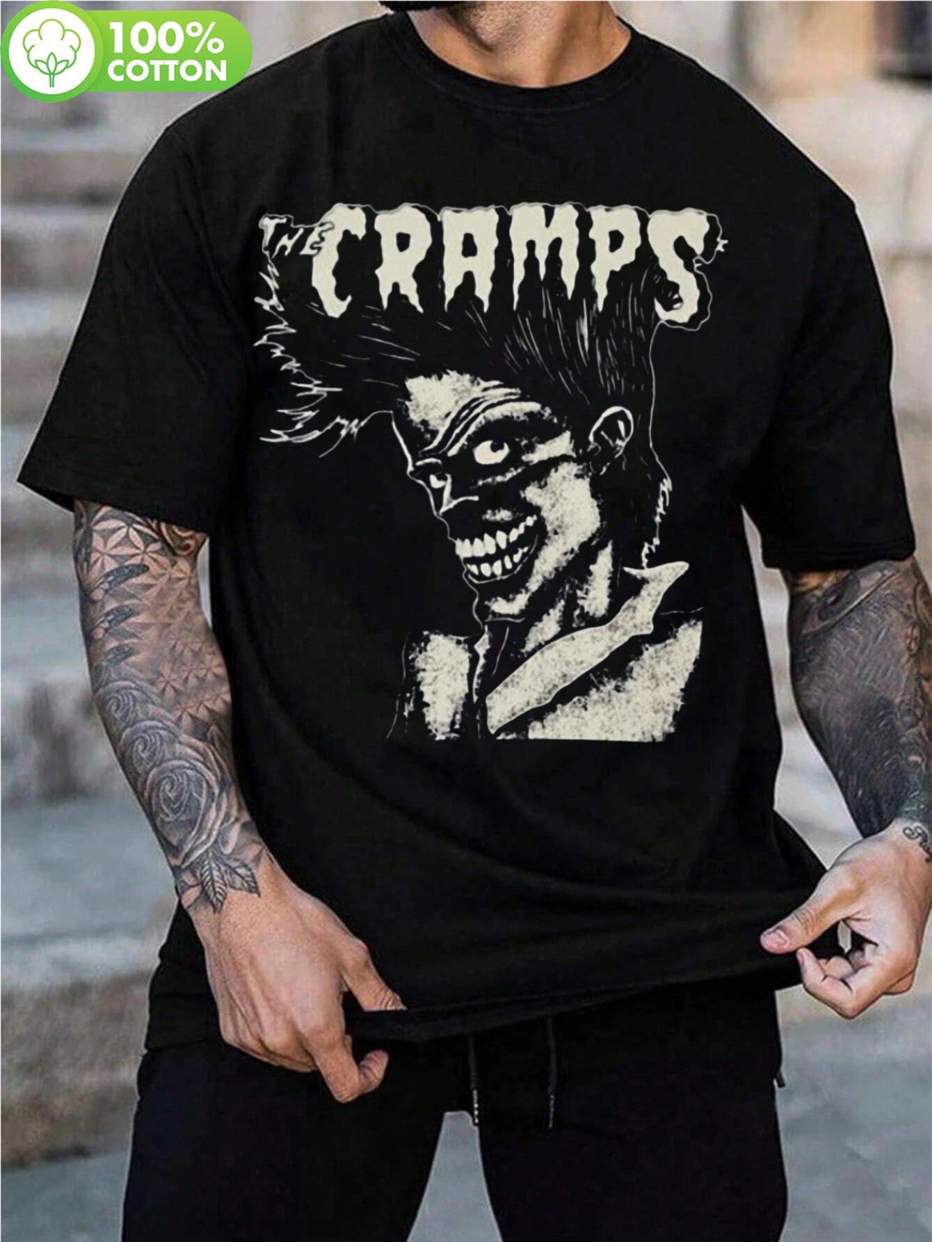 Lectro The Cramps American Punk Band Graphic T-shirt - Black Distressed Vintage Rock Tee S