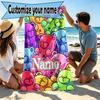 Custom Name Personalized Care Bears Print Beach Towel, for Trip Camping Beach Party Home Decor, Birthday Gift for Family & Friends