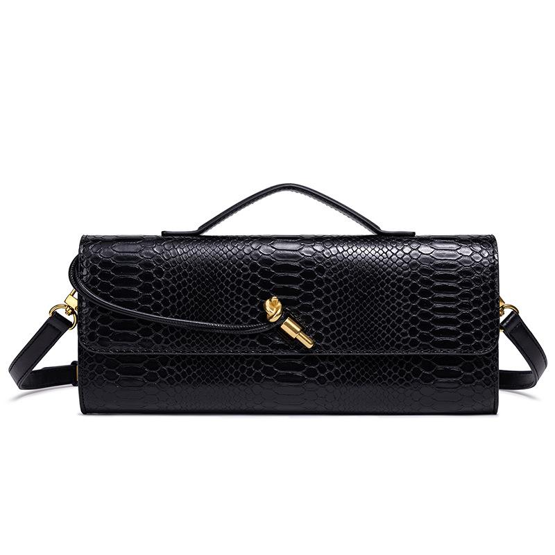 Neue Modische Handtasche aus Leder mit Schlangenmuster Nische Retro Ein-Schulter Umhängetasche Leichte Luxus Haptik Damen Abendtasche 31.5*4*11cm