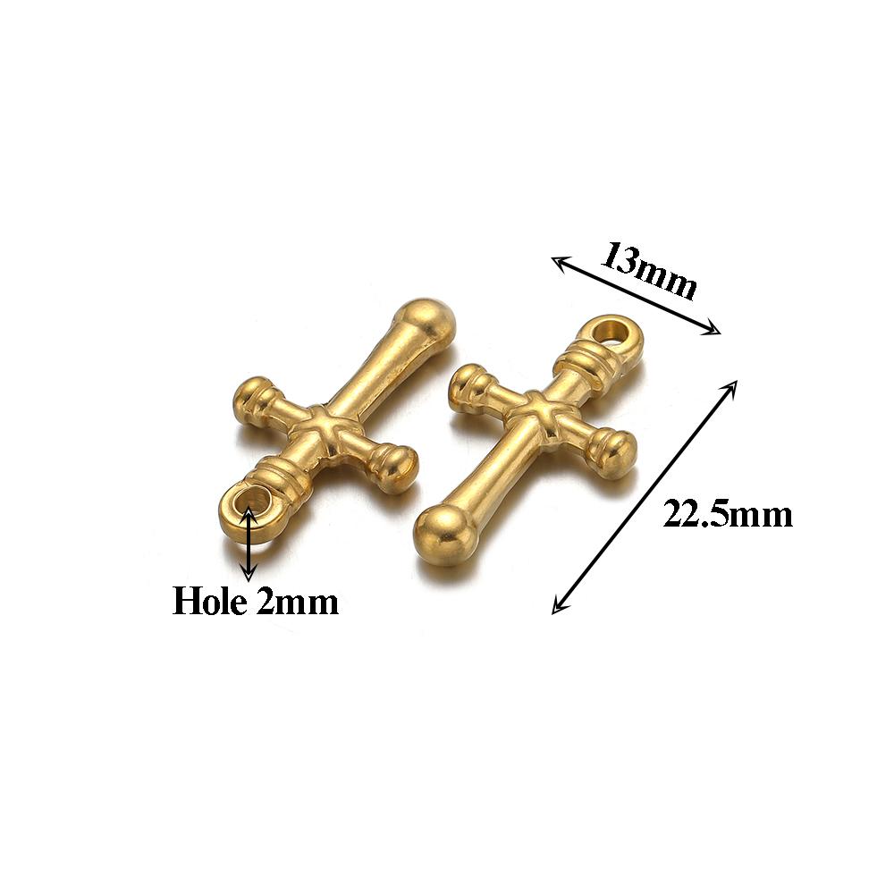 5pcs Stainless Steel 18k Pvd Gold Plated Cross Charms Pendant for DIY Jewelry Boho Necklace Earrings Making Bracelet Supplies