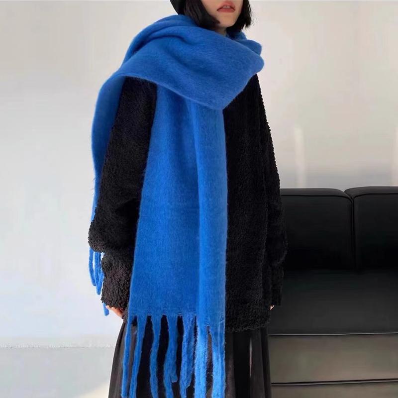 Kostkovaný šátek jednobarevný Dámský zimní tlustý šál z imitace kašmíru Korejský styl Teplý šátek na krk