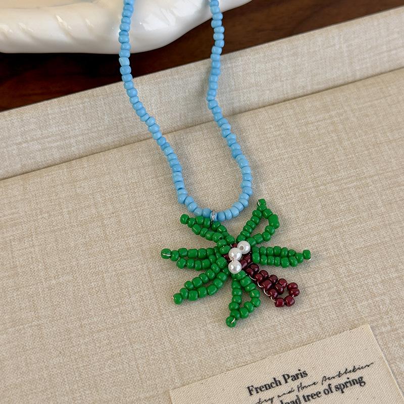 Summer Beaded Flowers Shell Coconut Tree Pendant Necklace Women'S Party Jewelry Gift