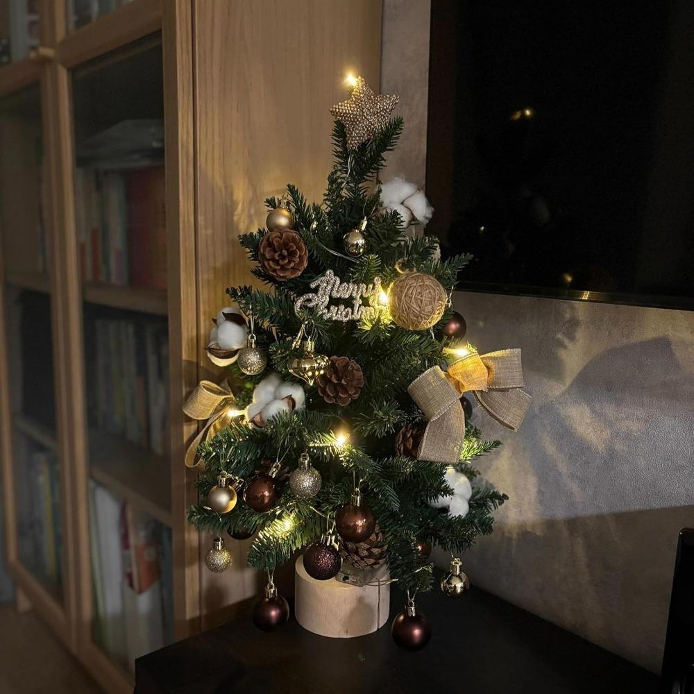 Christmas Tree Christmas Decorations Indoor Arbol De Navidad Con Luces Small Christmas Tree with Lights Warm Wooden Base for Christmas Decor Home