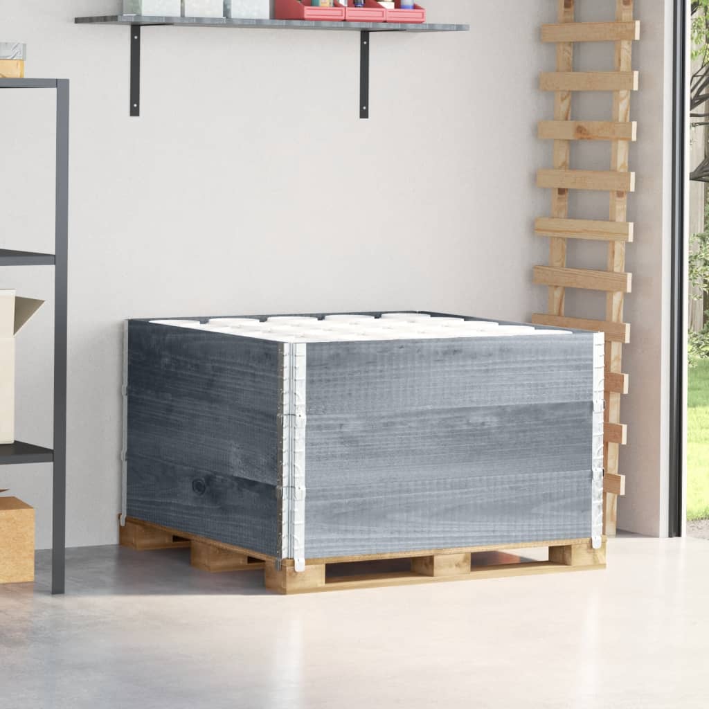 Pallet Top Frame Set 3 Pcs Grey 100x100 Cm Solid Pine Wood