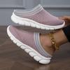 Women's Breathable Knit Mule Sneakers Lightweight Slip-On Backless Shoes with Chunky Sole
