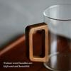 Heat Resistant 100ml Glass Mug with Walnut Handle for Coffee Tea Hot and Cold Drinks Suitable for Home Office Breaks 1/2pcs