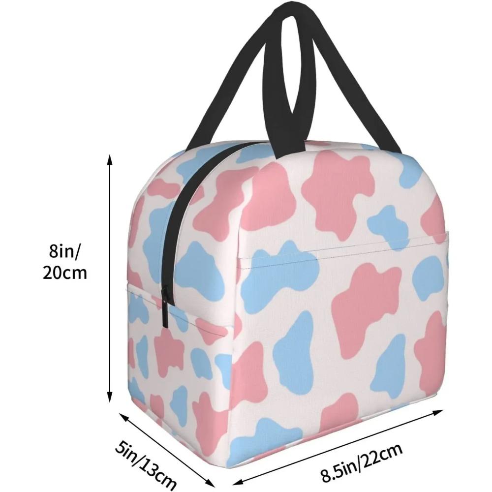 Cute Pink and Blue Cow Lunch Box Reusable Lunch Bag for Travel Picnic Shopping Work Food Container for Women Men Adults