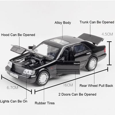 1:32 Scale S-W140 S400L Toy Car Model Diecast Metal High Simulation Models Sound Light Pull Back Vehicles Boys Birthday Gifts